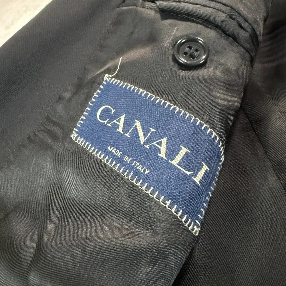 Vintage Canali Mens 42S Black Pure Wool 3-Button Blazer Sport Coat Made in Italy
